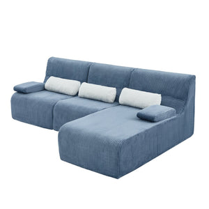 English Elm Modern Corduroy L-shaped Sectional Sofa Modular Ergonomic Couch for Living Room Blue N719S002470C