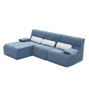 English Elm Modern Corduroy L-shaped Sectional Sofa Modular Ergonomic Couch for Living Room Blue N719S002470C