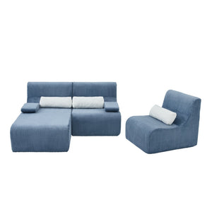 English Elm Modern Corduroy L-shaped Sectional Sofa Modular Ergonomic Couch for Living Room Blue N719S002470C