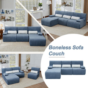 English Elm Modern Corduroy L-shaped Sectional Sofa Modular Ergonomic Couch for Living Room Blue N719S002470C