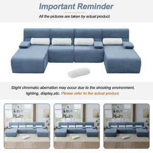 English Elm Modern Corduroy L-shaped Sectional Sofa Modular Ergonomic Couch for Living Room Blue N719S002470C