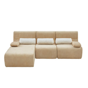 English Elm Modern Corduroy L-shaped Sectional Sofa Modular Ergonomic Couch for Living Room Coffee N719S002470D