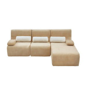 English Elm Modern Corduroy L-shaped Sectional Sofa Modular Ergonomic Couch for Living Room Coffee N719S002470D