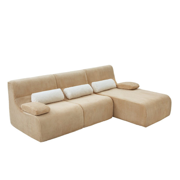 English Elm Modern Corduroy L-shaped Sectional Sofa Modular Ergonomic Couch for Living Room Coffee N719S002470D