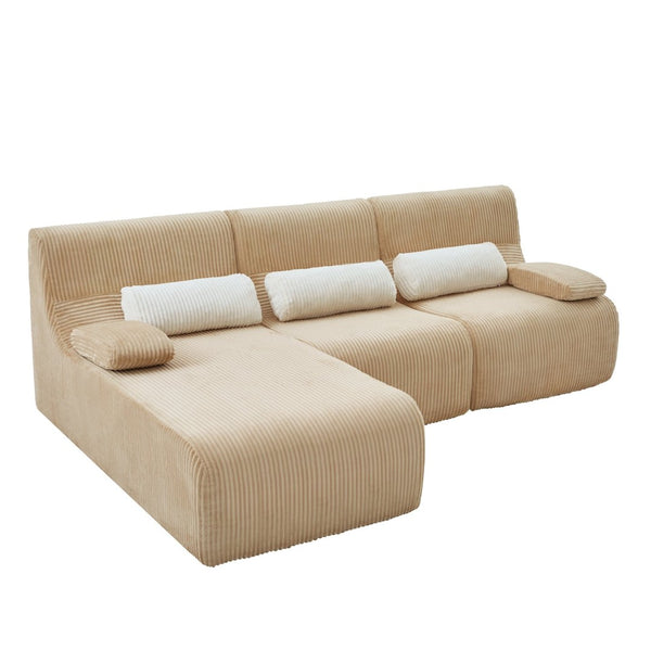 English Elm Modern Corduroy L-shaped Sectional Sofa Modular Ergonomic Couch for Living Room Coffee N719S002470D