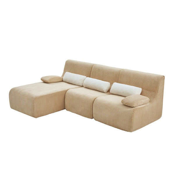 English Elm Modern Corduroy L-shaped Sectional Sofa Modular Ergonomic Couch for Living Room Coffee N719S002470D