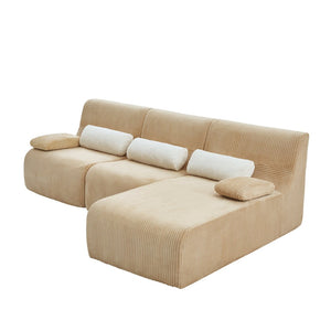 English Elm Modern Corduroy L-shaped Sectional Sofa Modular Ergonomic Couch for Living Room Coffee N719S002470D