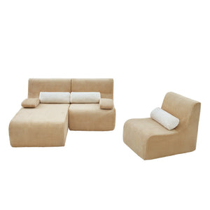 English Elm Modern Corduroy L-shaped Sectional Sofa Modular Ergonomic Couch for Living Room Coffee N719S002470D