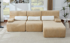 English Elm Modern Corduroy L-shaped Sectional Sofa Modular Ergonomic Couch for Living Room Coffee N719S002470D