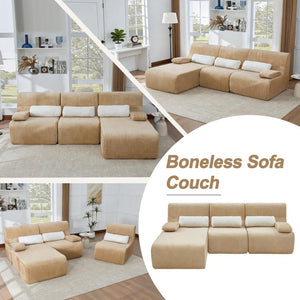 English Elm Modern Corduroy L-shaped Sectional Sofa Modular Ergonomic Couch for Living Room Coffee N719S002470D