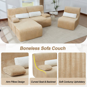 English Elm Modern Corduroy L-shaped Sectional Sofa Modular Ergonomic Couch for Living Room Coffee N719S002470D