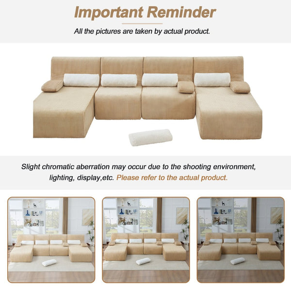English Elm Modern Corduroy L-shaped Sectional Sofa Modular Ergonomic Couch for Living Room Coffee N719S002470D