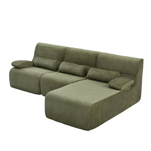 English Elm Modern Corduroy L-shaped Sectional Sofa Modular Ergonomic Couch for Living Room Green N719S002470F