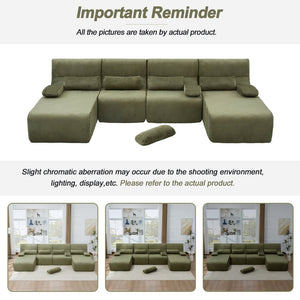 English Elm Modern Corduroy L-shaped Sectional Sofa Modular Ergonomic Couch for Living Room Green N719S002470F