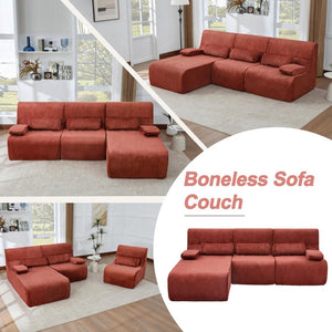 English Elm Modern Corduroy L-shaped Sectional Sofa Modular Ergonomic Couch for Living Room Red N719S002470J