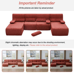 English Elm Modern Corduroy L-shaped Sectional Sofa Modular Ergonomic Couch for Living Room Red N719S002470J