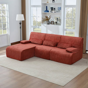 English Elm Modern Corduroy L-shaped Sectional Sofa Modular Ergonomic Couch for Living Room Red N719S002470J