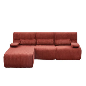 English Elm Modern Corduroy L-shaped Sectional Sofa Modular Ergonomic Couch for Living Room Red N719S002470J