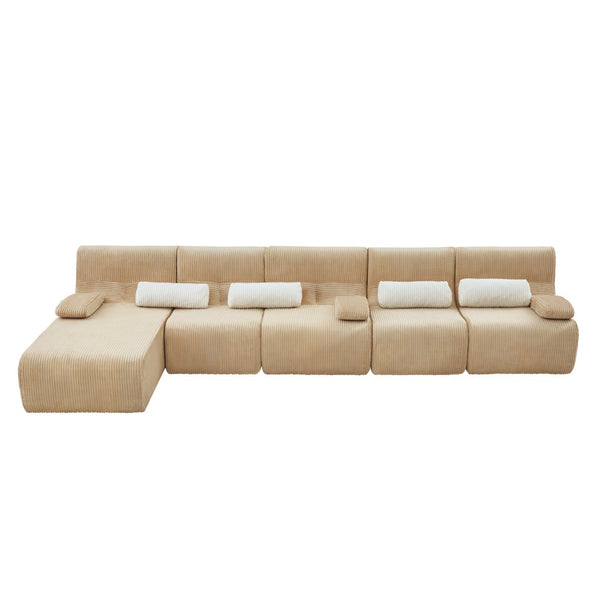 English Elm Oversized Corduroy L-shaped Sectional Sofa Modular Retro Modern Living Room Couch Coffee N719S002471D