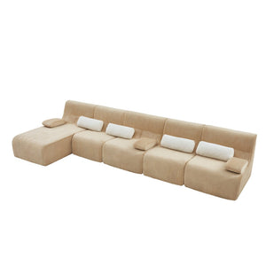 English Elm Oversized Corduroy L-shaped Sectional Sofa Modular Retro Modern Living Room Couch Coffee N719S002471D