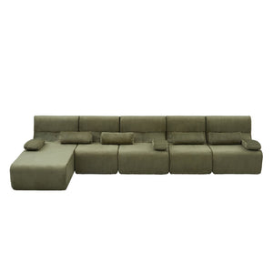 English Elm Oversized Corduroy L-shaped Sectional Sofa Modular Retro Modern Living Room Couch Green N719S002471F