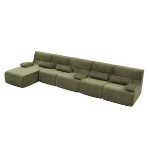 English Elm Oversized Corduroy L-shaped Sectional Sofa Modular Retro Modern Living Room Couch Green N719S002471F