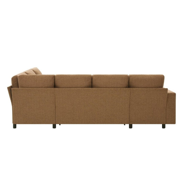 English Elm U-Shaped Chenille Sectional Sleeper Sofa with Storage and USB Ports for Living Room Brown N719S002480D