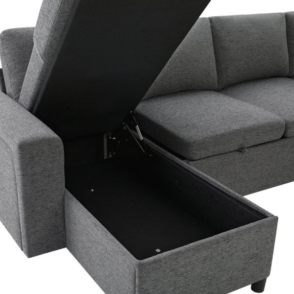 English Elm U-Shaped Chenille Sectional Sleeper Sofa with Storage and USB Ports for Living Room Grey N719S002480E