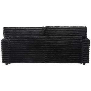 English Elm Oversized Faux Rabbit Fur Double Chaise Daybed with USB Ports and Cup Holders Black N719S002490B