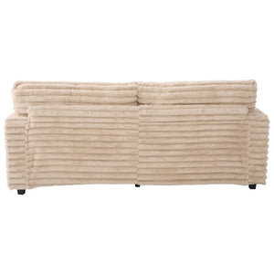 English Elm Oversized Faux Rabbit Fur Double Chaise Daybed with USB Ports and Cup Holders Champagne N719S002490D