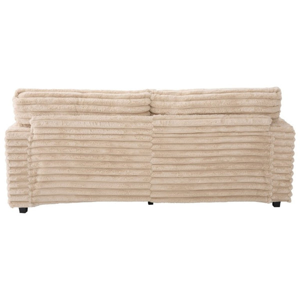 English Elm Oversized Faux Rabbit Fur Double Chaise Daybed with USB Ports and Cup Holders Champagne N719S002490D