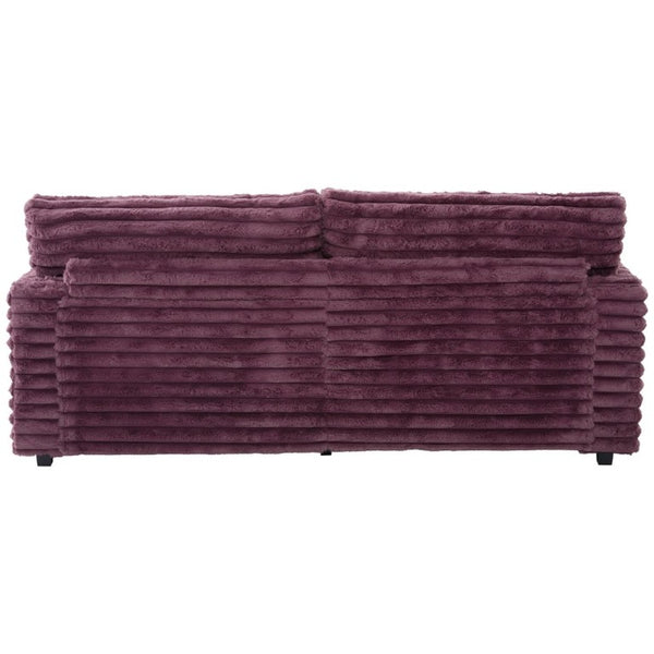 English Elm Oversized Faux Rabbit Fur Double Chaise Daybed with USB Ports and Cup Holders Wine Red N719S002490J
