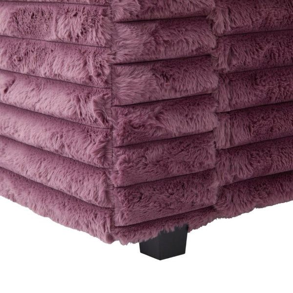 English Elm Oversized Faux Rabbit Fur Double Chaise Daybed with USB Ports and Cup Holders Wine Red N719S002490J