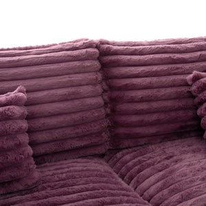 English Elm Oversized Faux Rabbit Fur Double Chaise Daybed with USB Ports and Cup Holders Wine Red N719S002490J