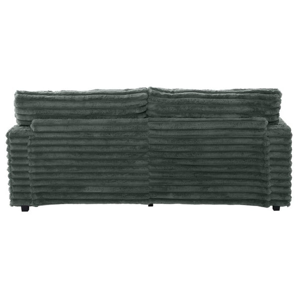 English Elm Oversized Faux Rabbit Fur Double Chaise Daybed with USB Ports and Cup Holders Sage Green N719S002490R