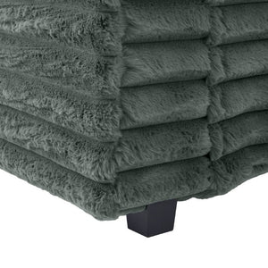 English Elm Oversized Faux Rabbit Fur Double Chaise Daybed with USB Ports and Cup Holders Sage Green N719S002490R