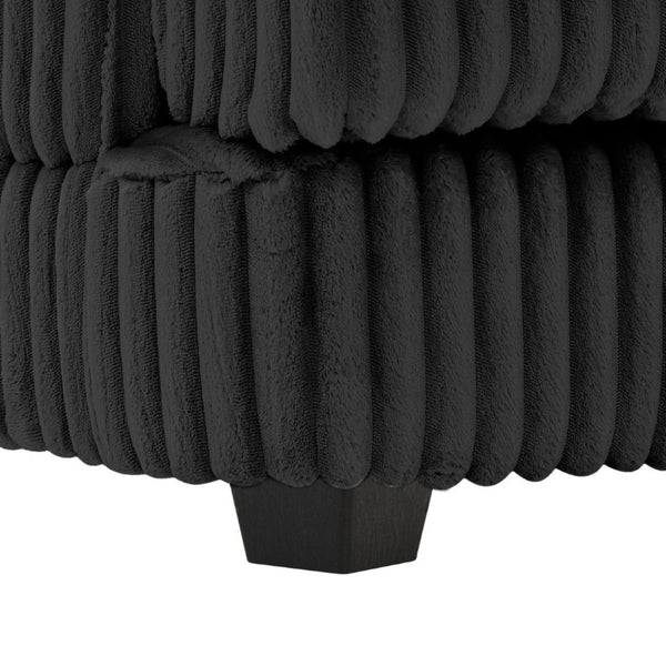 English Elm 128.35 Oversized U-Shaped Sectional Sofa Corduroy Upholstered with Chaise for Living Room Black N719S002510B