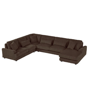 English Elm 128.35 Inch U-Shaped Sectional Sofa Corduroy Upholstered with Chaise for Living Room N719S002510D