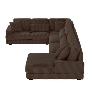 English Elm 128.35 Inch U-Shaped Sectional Sofa Corduroy Upholstered with Chaise for Living Room N719S002510D