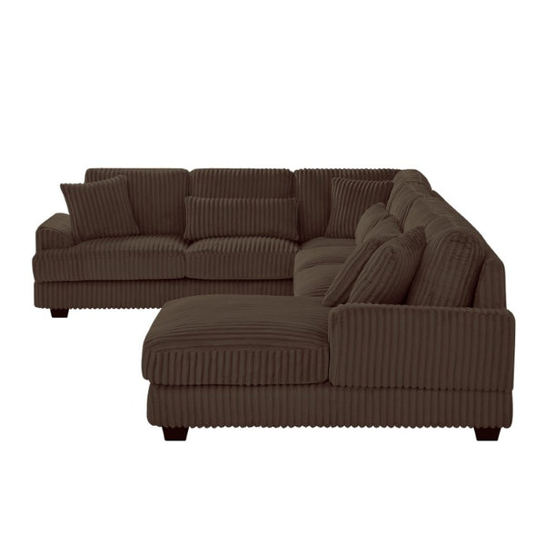English Elm 128.35 Inch U-Shaped Sectional Sofa Corduroy Upholstered with Chaise for Living Room N719S002510D