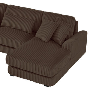 English Elm 128.35 Inch U-Shaped Sectional Sofa Corduroy Upholstered with Chaise for Living Room N719S002510D