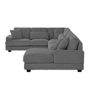 English Elm 128.35 Oversized U-Shaped Sectional Sofa Corduroy Upholstered with Chaise for Living Room Dark Gray N719S002510R