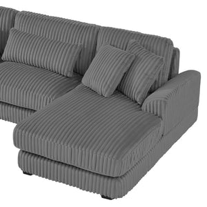 English Elm 128.35 Oversized U-Shaped Sectional Sofa Corduroy Upholstered with Chaise for Living Room Dark Gray N719S002510R