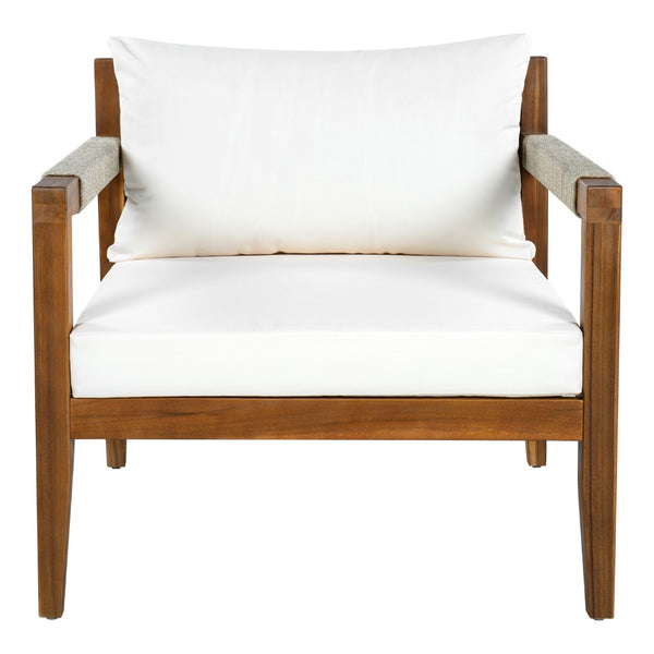 English Elm 3 Piece Outdoor Acacia Wood Rope Woven Conversation Set with Deep Lounge Seating N719Z000240A