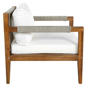 English Elm 3 Piece Outdoor Acacia Wood Rope Woven Conversation Set with Deep Lounge Seating N719Z000240A