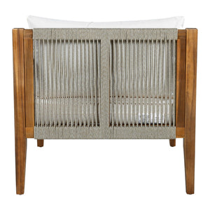 English Elm 3 Piece Outdoor Acacia Wood Rope Woven Conversation Set with Deep Lounge Seating N719Z000240A
