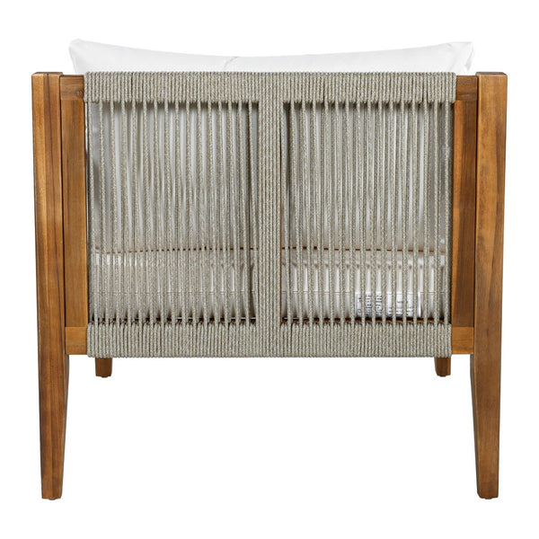 English Elm 3 Piece Outdoor Acacia Wood Rope Woven Conversation Set with Deep Lounge Seating N719Z000240A