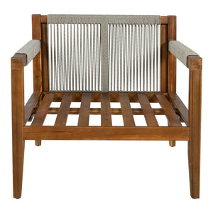 English Elm 3 Piece Outdoor Acacia Wood Rope Woven Conversation Set with Deep Lounge Seating N719Z000240A