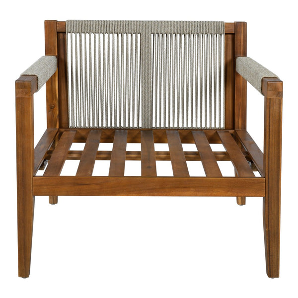English Elm 3 Piece Outdoor Acacia Wood Rope Woven Conversation Set with Deep Lounge Seating N719Z000240A