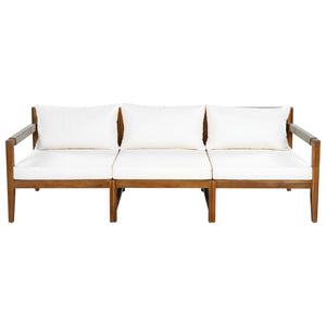English Elm 3 Piece Outdoor Acacia Wood Rope Woven Conversation Set with Deep Lounge Seating N719Z000240A